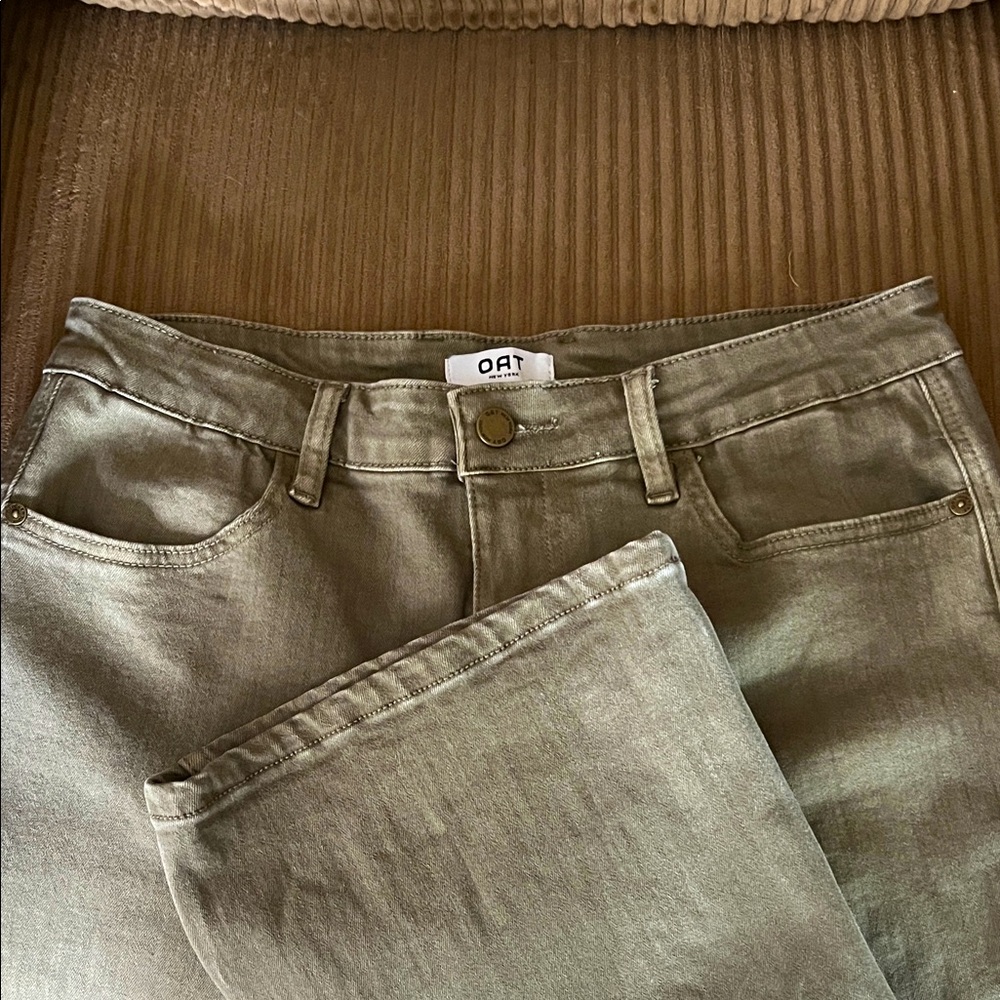 OAT Olive Green Wide Leg Jeans